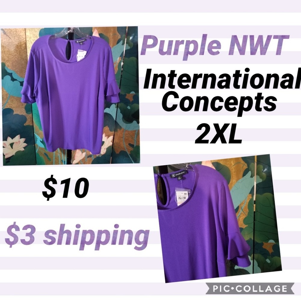 Purple top with ruffled bell sleeves